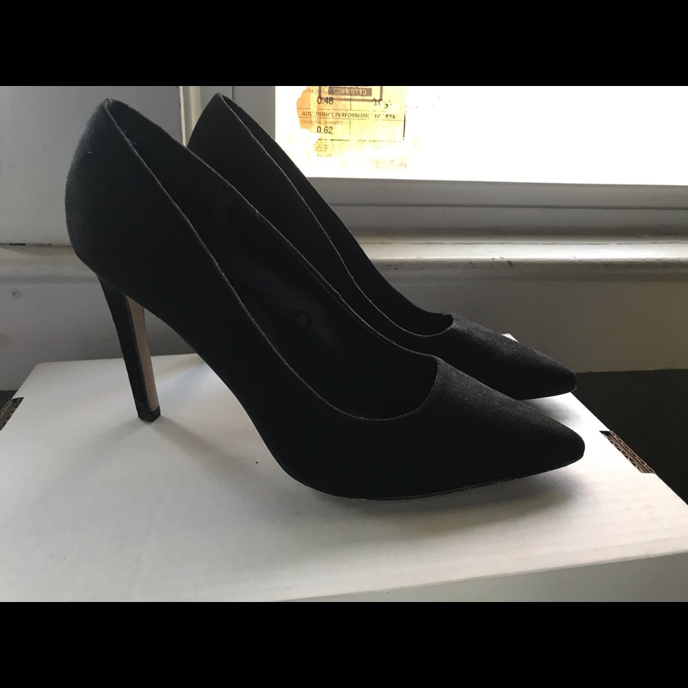 Black Suede Pointed Toe Heels